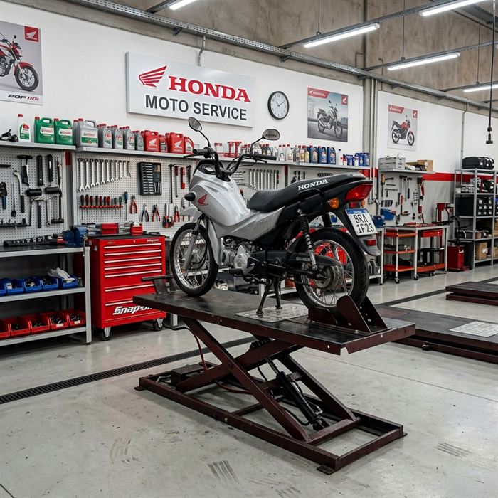 Mecânico fazendo revisão geral em motocicleta