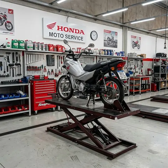 Mecânico fazendo revisão geral em motocicleta